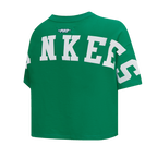 MLB NEW YORK YANKEES WINGSPAN T-SHIRT EN JERSEY SIMPLE À COUPE CARRÉE POUR FEMME (VERT KELLY)