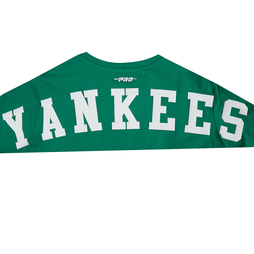 MLB NEW YORK YANKEES WINGSPAN T-SHIRT EN JERSEY SIMPLE À COUPE CARRÉE POUR FEMME (VERT KELLY)