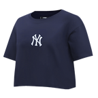 MLB NEW YORK YANKEES WINGSPAN T-SHIRT EN JERSEY SIMPLE À COUPE CARRÉE POUR FEMME (MARINE MINUIT)