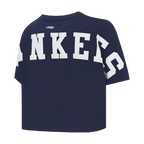 MLB NEW YORK YANKEES WINGSPAN T-SHIRT EN JERSEY SIMPLE À COUPE CARRÉE POUR FEMME (MARINE MINUIT)
