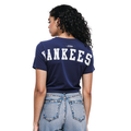 MLB NEW YORK YANKEES WINGSPAN T-SHIRT EN JERSEY SIMPLE À COUPE CARRÉE POUR FEMME (MARINE MINUIT)
