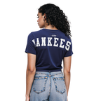 MLB NEW YORK YANKEES WINGSPAN T-SHIRT EN JERSEY SIMPLE À COUPE CARRÉE POUR FEMME (MARINE MINUIT)