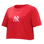 MLB NEW YORK YANKEES WINGSPAN T-SHIRT EN JERSEY SIMPLE À COUPE CARRÉE POUR FEMME (ROUGE)