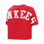 MLB NEW YORK YANKEES WINGSPAN T-SHIRT EN JERSEY SIMPLE À COUPE CARRÉE POUR FEMME (ROUGE)