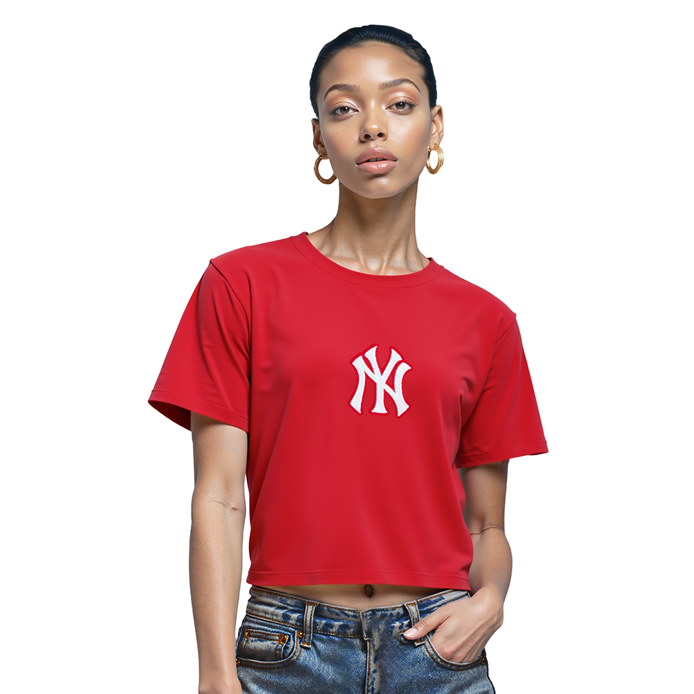 MLB NEW YORK YANKEES WINGSPAN WOMEN'S SJ BOXY TEE (RED)