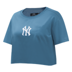 MLB NEW YORK YANKEES WINGSPAN T-SHIRT EN JERSEY SIMPLE À COUPE CARRÉE POUR FEMME (BLEU ACIER)