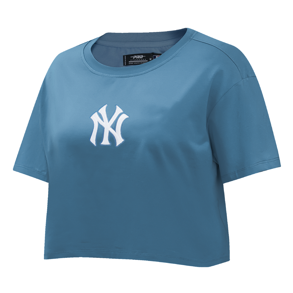 MLB NEW YORK YANKEES WINGSPAN T-SHIRT EN JERSEY SIMPLE À COUPE CARRÉE POUR FEMME (BLEU ACIER)