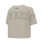 MLB NEW YORK YANKEES WINGSPAN T-SHIRT EN JERSEY SIMPLE À COUPE CARRÉE POUR FEMME (TAUPE)