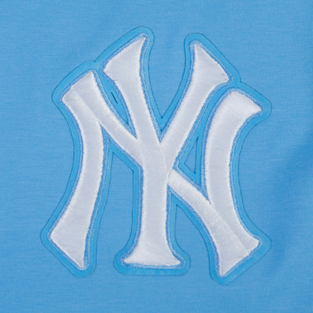 MLB NEW YORK YANKEES WINGSPAN T-SHIRT EN JERSEY SIMPLE À COUPE CARRÉE POUR FEMME (BLEU UNIVERSITÉ)