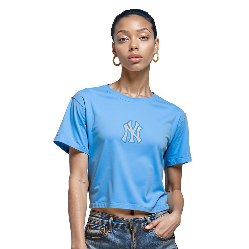MLB NEW YORK YANKEES WINGSPAN WOMEN'S SJ BOXY TEE (UNIVERSITY BLUE)