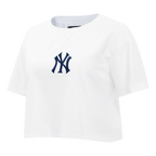 MLB NEW YORK YANKEES WINGSPAN T-SHIRT EN JERSEY SIMPLE À COUPE CARRÉE POUR FEMME (BLANC)