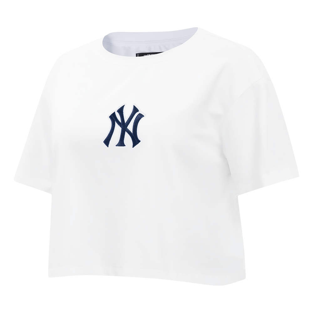 MLB NEW YORK YANKEES WINGSPAN T-SHIRT EN JERSEY SIMPLE À COUPE CARRÉE POUR FEMME (BLANC)