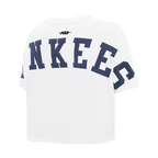 MLB NEW YORK YANKEES WINGSPAN T-SHIRT EN JERSEY SIMPLE À COUPE CARRÉE POUR FEMME (BLANC)