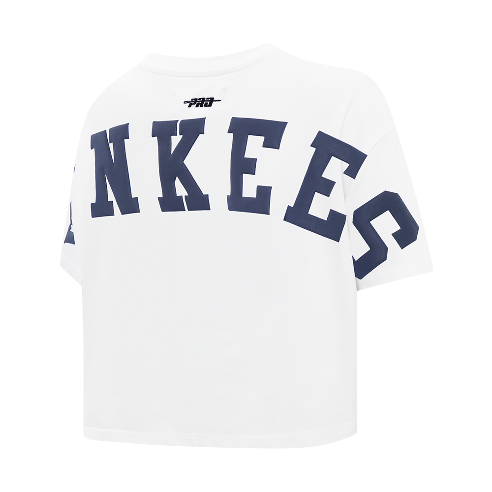 MLB NEW YORK YANKEES WINGSPAN T-SHIRT EN JERSEY SIMPLE À COUPE CARRÉE POUR FEMME (BLANC)