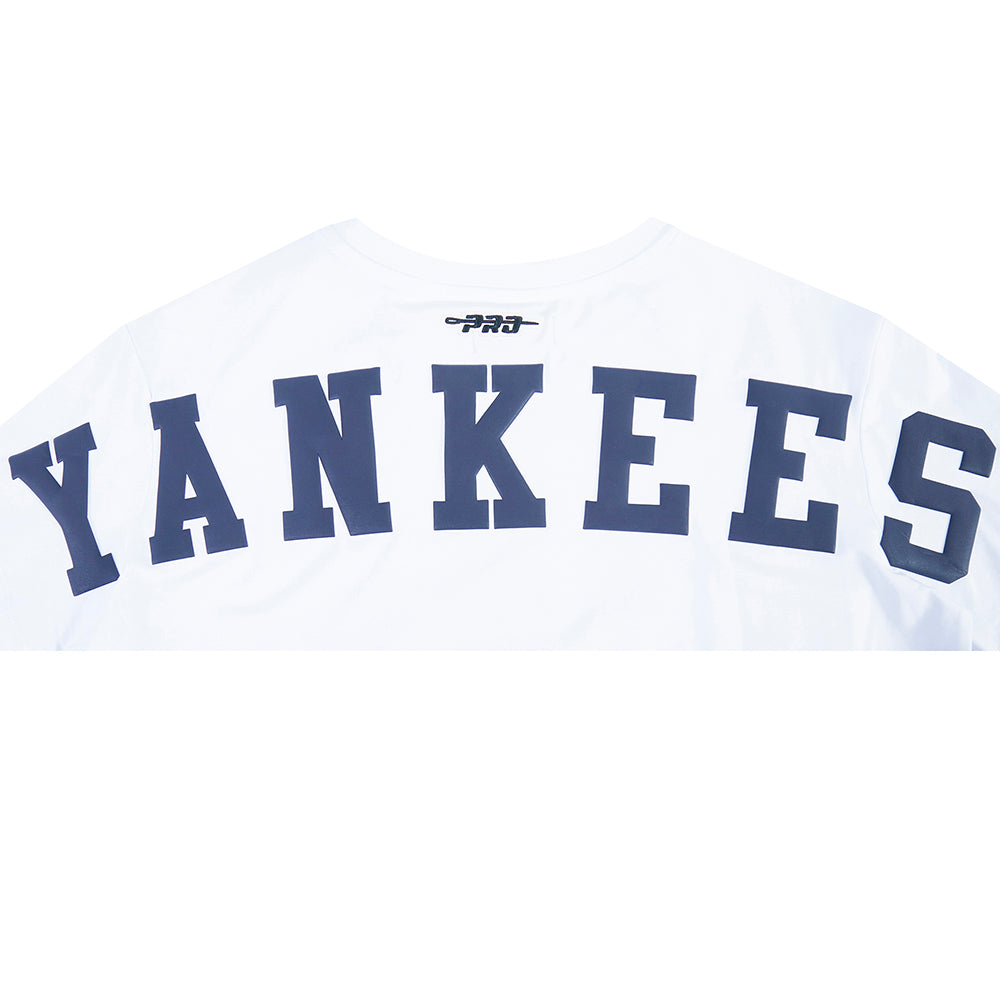 MLB NEW YORK YANKEES WINGSPAN T-SHIRT EN JERSEY SIMPLE À COUPE CARRÉE POUR FEMME (BLANC)