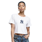 MLB NEW YORK YANKEES WINGSPAN T-SHIRT EN JERSEY SIMPLE À COUPE CARRÉE POUR FEMME (BLANC)