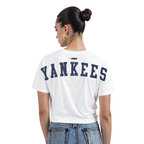 MLB NEW YORK YANKEES WINGSPAN T-SHIRT EN JERSEY SIMPLE À COUPE CARRÉE POUR FEMME (BLANC)
