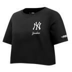 MLB NEW YORK YANKEES CLASSIC CHENILLE HAUT EN JERSEY SIMPLE À COUPE CARRÉE POUR FEMME (NOIR)