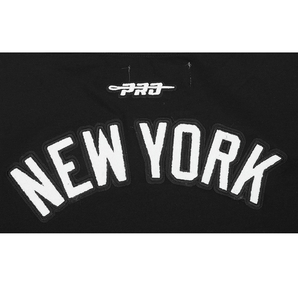 MLB NEW YORK YANKEES CLASSIC CHENILLE HAUT EN JERSEY SIMPLE À COUPE CARRÉE POUR FEMME (NOIR)