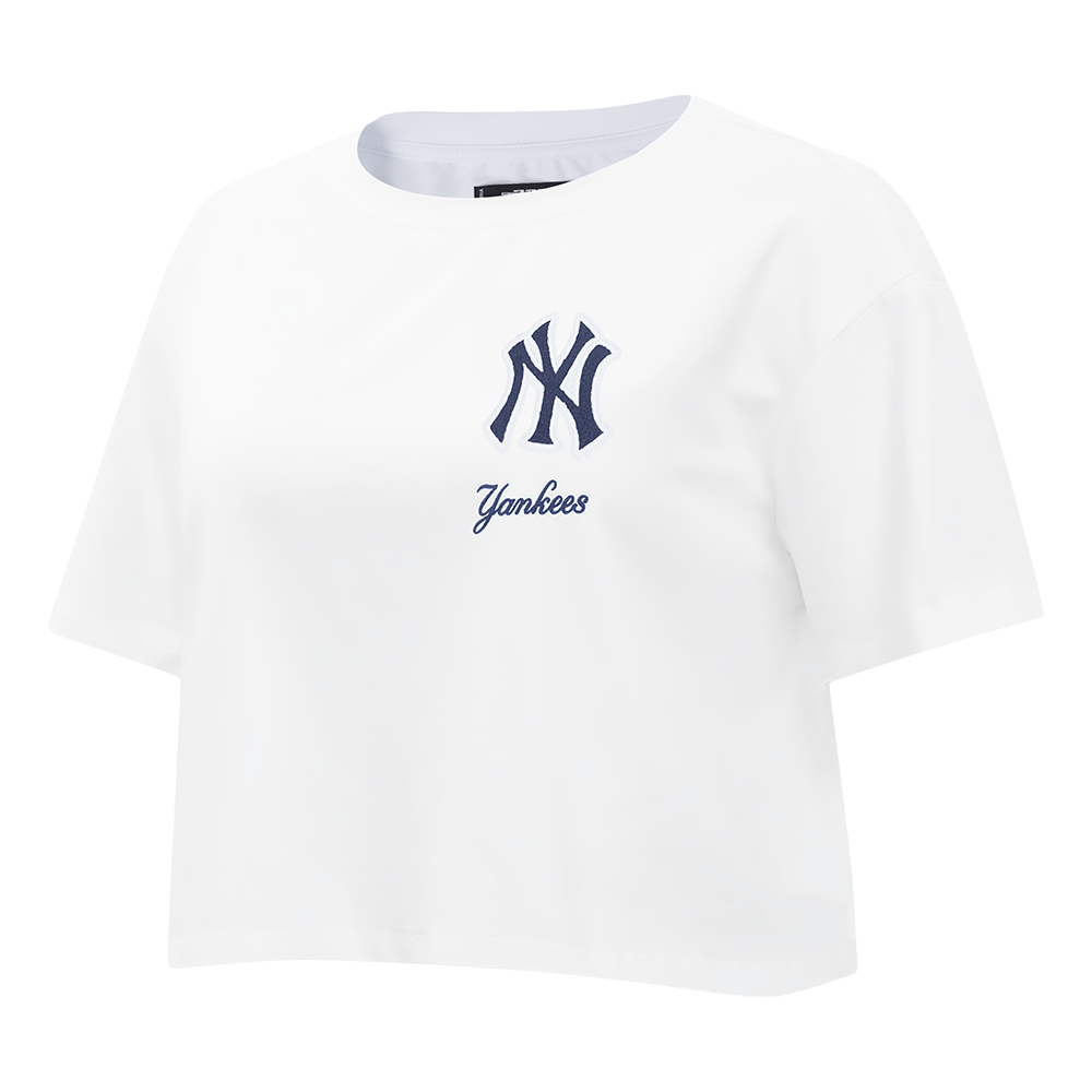 MLB NEW YORK YANKEES CLASSIC CHENILLE WOMEN'S SJ BOXY TOP (WHITE)