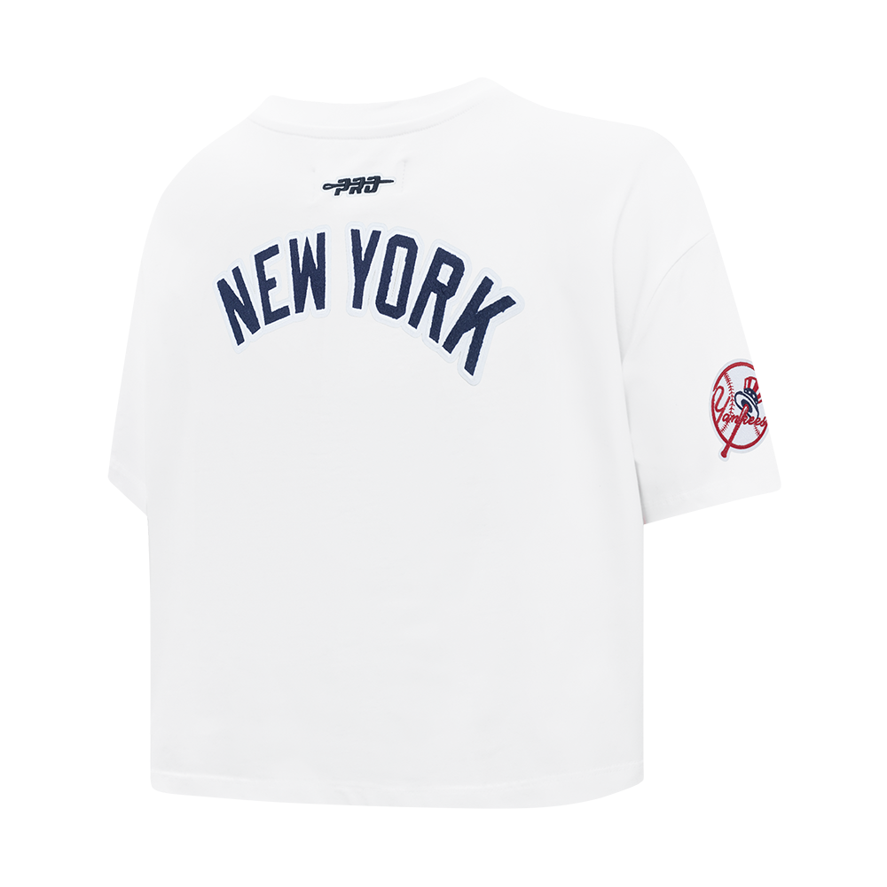 MLB NEW YORK YANKEES CLASSIC CHENILLE WOMEN'S SJ BOXY TOP (WHITE)