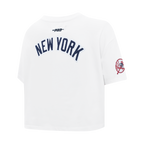 MLB NEW YORK YANKEES CLASSIC CHENILLE WOMEN'S SJ BOXY TOP (WHITE)