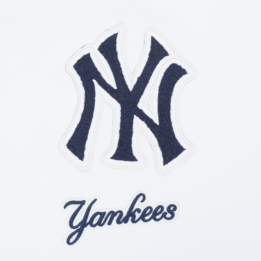 MLB NEW YORK YANKEES CLASSIC CHENILLE WOMEN'S SJ BOXY TOP (WHITE)