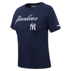 MLB NEW YORK YANKEES CLASSIC CHENILLE HAUT EN JERSEY SIMPLE À COUPE AJUSTÉE POUR FEMME (MARINE MINUIT)