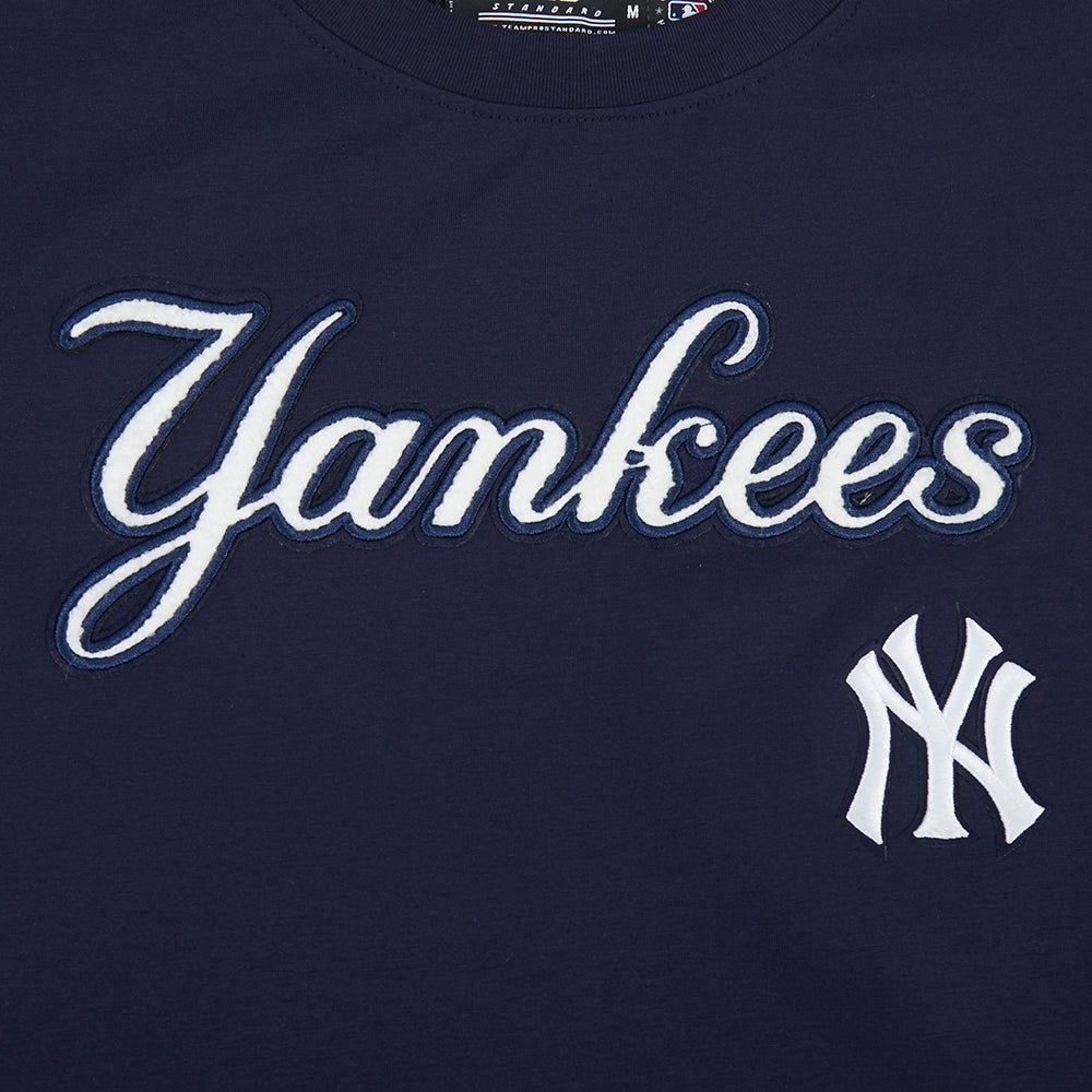 MLB NEW YORK YANKEES CLASSIC CHENILLE HAUT EN JERSEY SIMPLE À COUPE AJUSTÉE POUR FEMME (MARINE MINUIT)