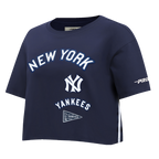 MLB NEW YORK YANKEES RETRO CLASSIC HAUT EN JERSEY SIMPLE À COUPE CARRÉE POUR FEMME (MARINE MINUIT)