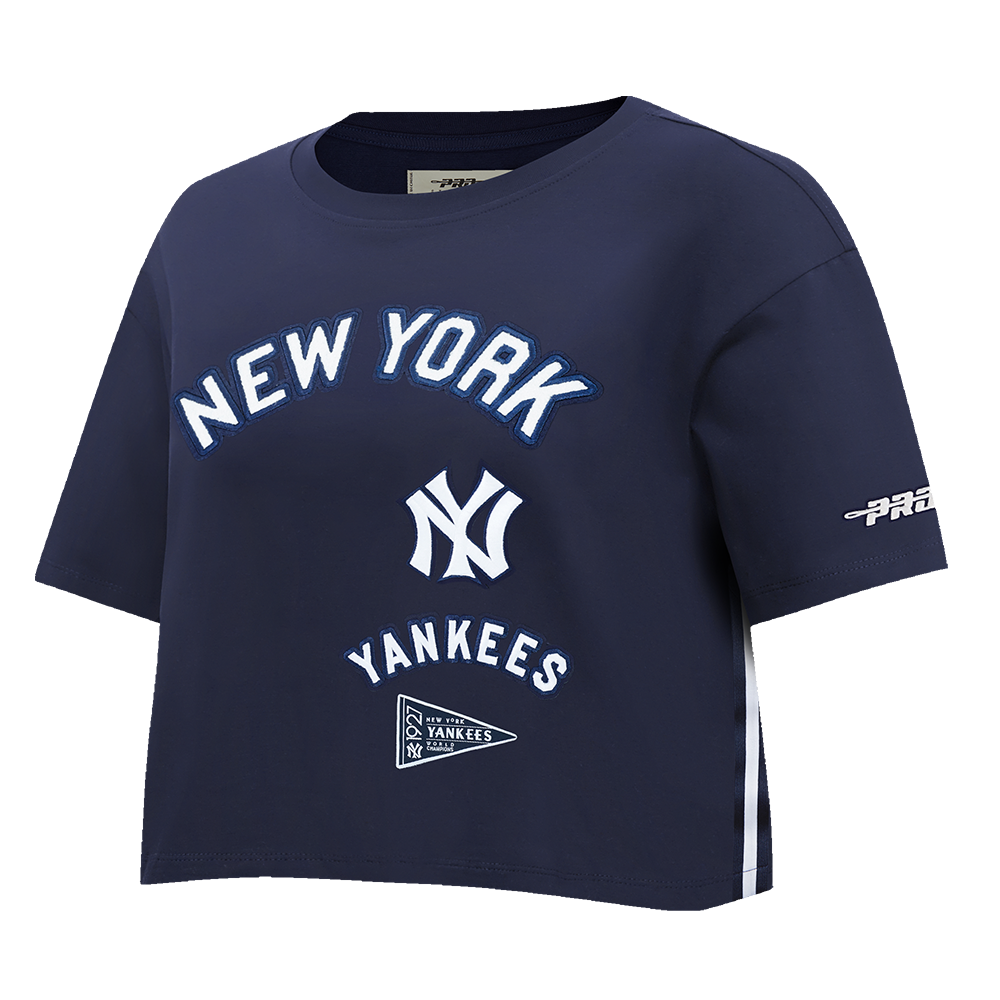 MLB NEW YORK YANKEES RETRO CLASSIC HAUT EN JERSEY SIMPLE À COUPE CARRÉE POUR FEMME (MARINE MINUIT)