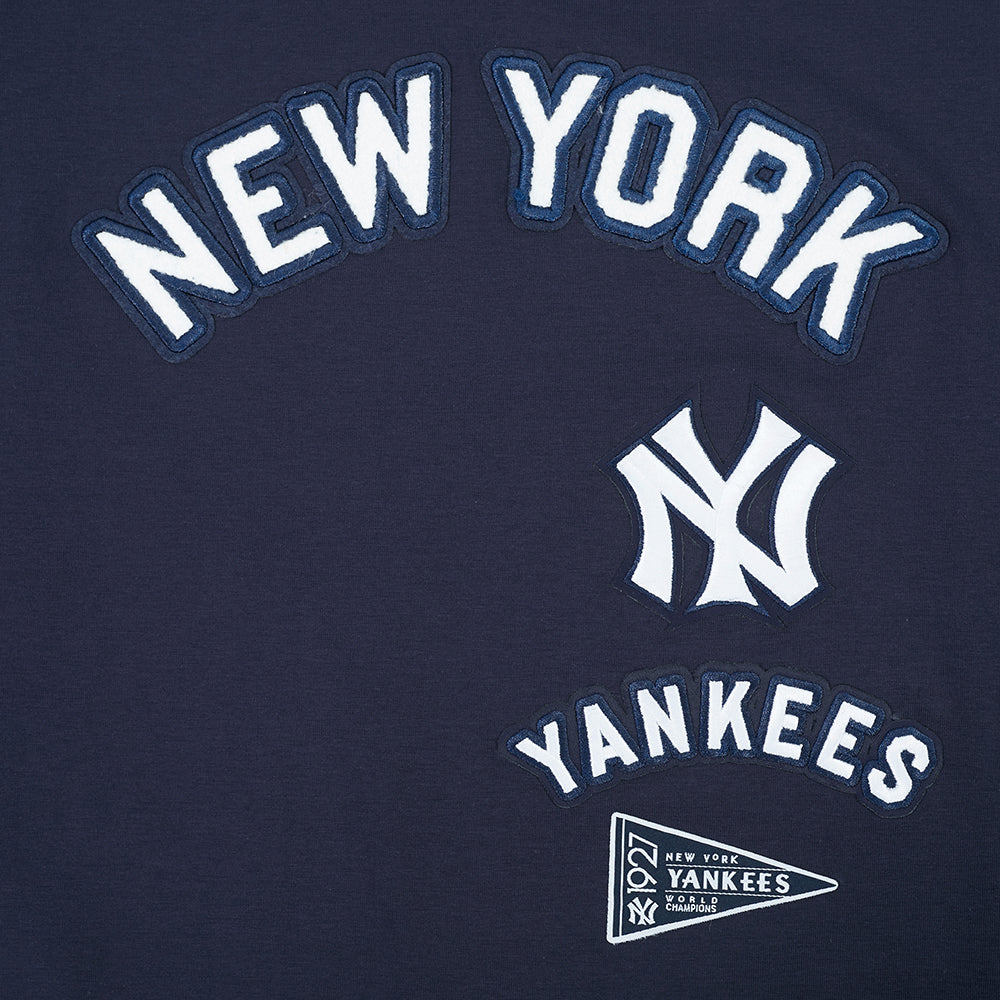 MLB NEW YORK YANKEES RETRO CLASSIC HAUT EN JERSEY SIMPLE À COUPE CARRÉE POUR FEMME (MARINE MINUIT)