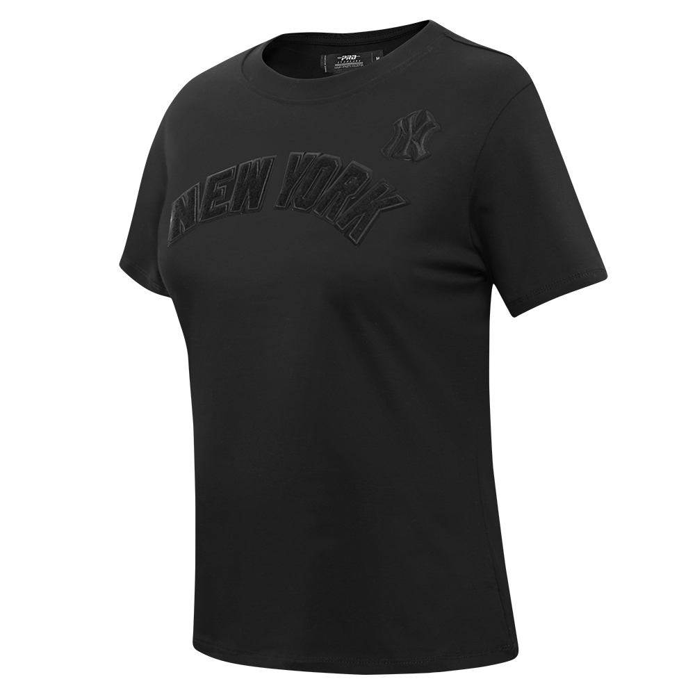 MLB NEW YORK YANKEES TRIPLE BLACK WOMEN'S SINGLE JERSEY SLIM FIT TOP (TRIPLE BLACK)