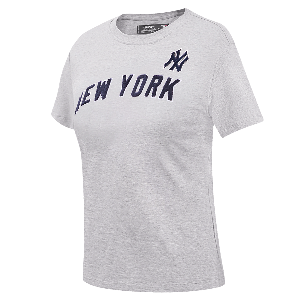 MLB NEW YORK YANKEES CLASSIC SHORT SLEEVE WOMEN'S SINGLE JERSEY SLIM FIT TOP (HEATHER GREY)