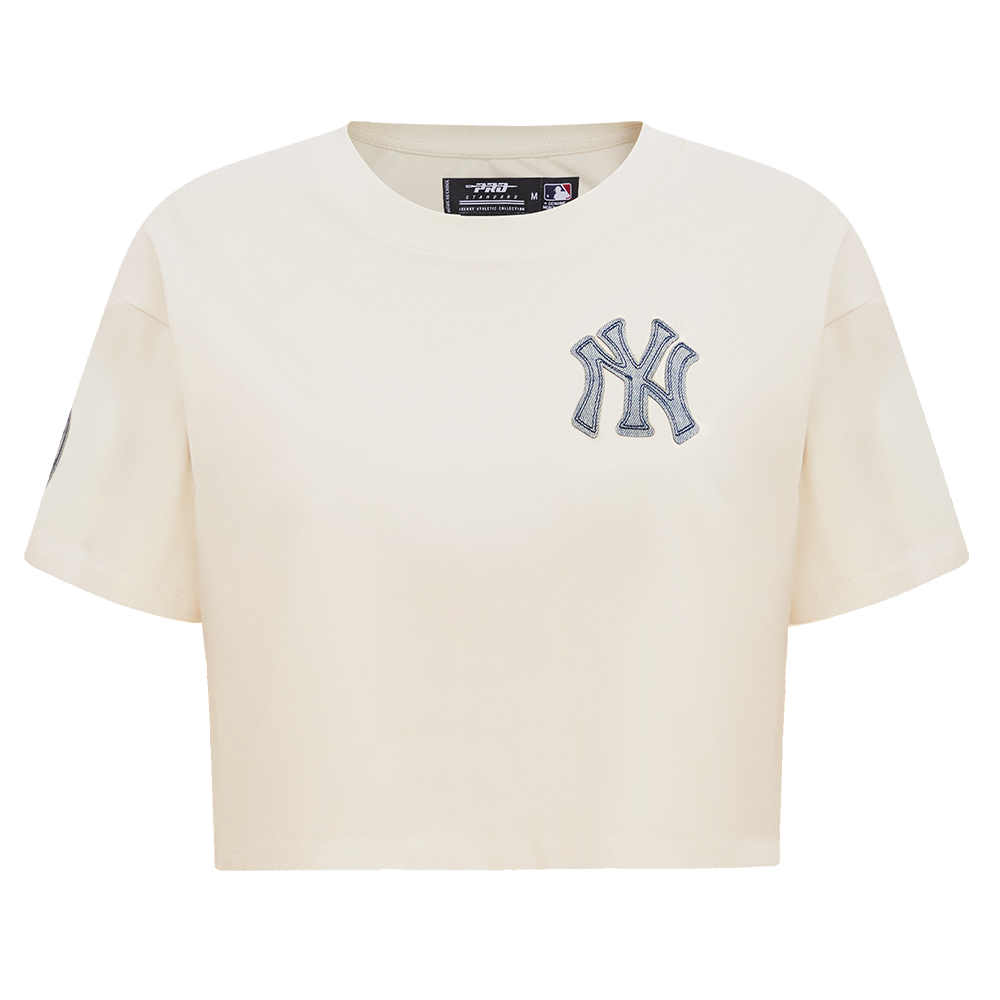 MLB NEW YORK YANKEES VARSITY BLUES WOMEN'S BOXY TOP (LINEN)