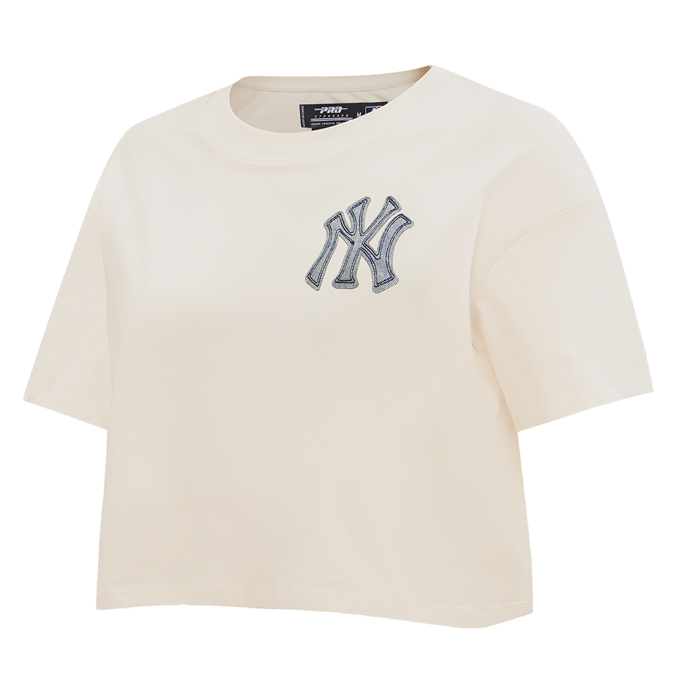 MLB NEW YORK YANKEES VARSITY BLUES WOMEN'S BOXY TOP (LINEN)