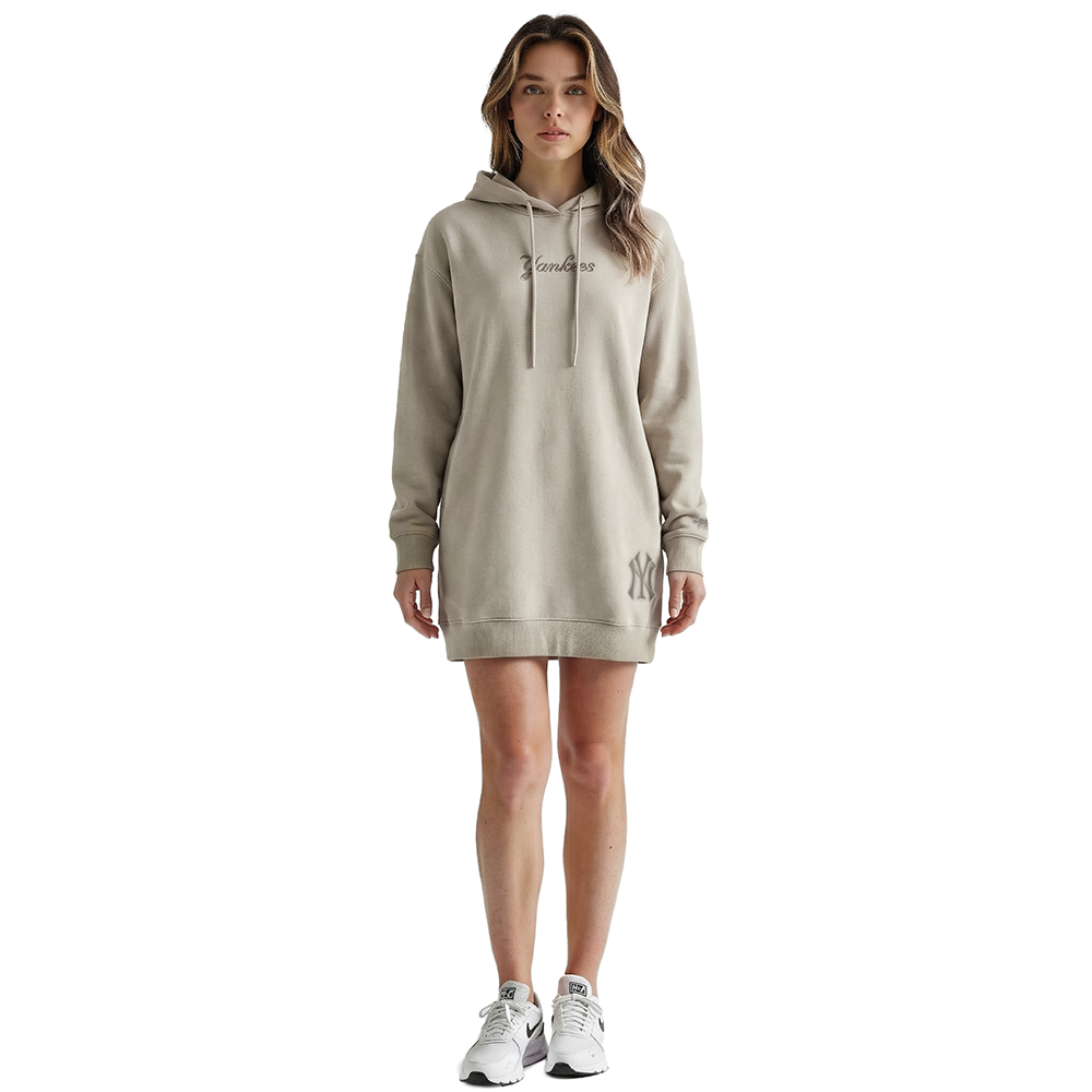 MLB NEW YORK YANKEES WINGSPAN WOMEN'S FLC HOODIE DRESS (TAUPE)