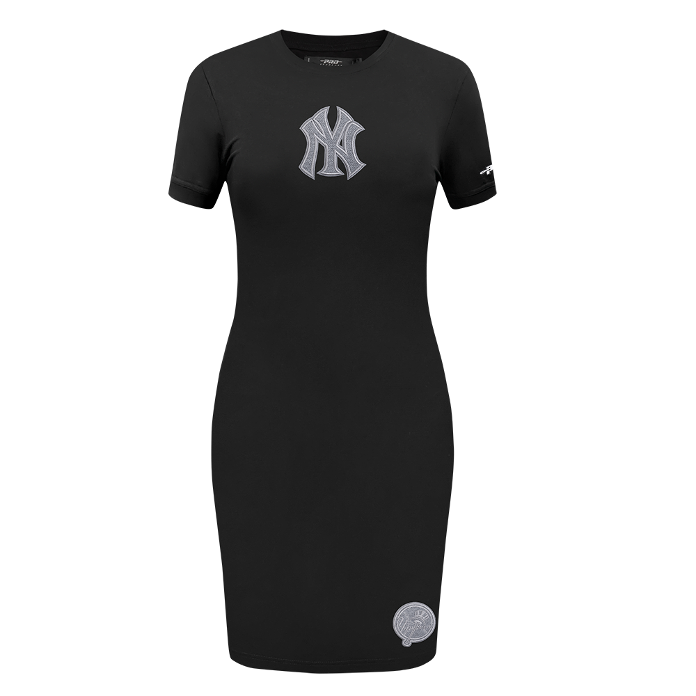 MLB NEW YORK YANKEES REVERSE FRENCH TERRY WOMEN'S BODYCON DRESS (BLACK)