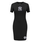 MLB NEW YORK YANKEES REVERSE FRENCH TERRY WOMEN'S BODYCON DRESS (BLACK)