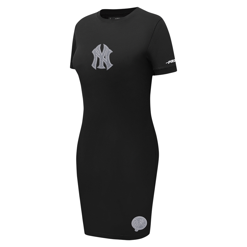 MLB NEW YORK YANKEES REVERSE FRENCH TERRY WOMEN'S BODYCON DRESS (BLACK)