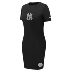 MLB NEW YORK YANKEES REVERSE FRENCH TERRY WOMEN'S BODYCON DRESS (BLACK)