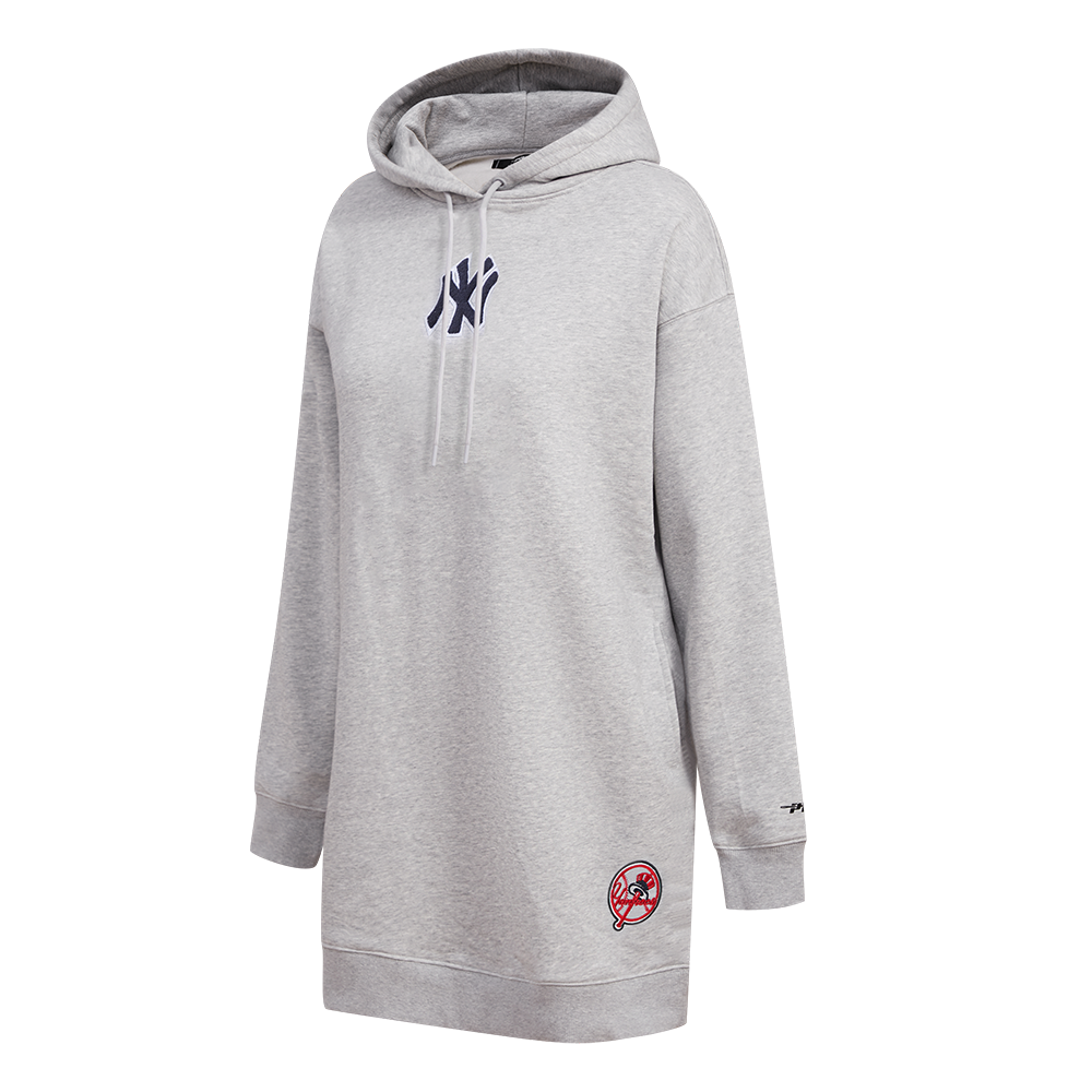 MLB NEW YORK YANKEES CLASSIC WOMEN'S HOODIE DRESS (HEATHER GREY)