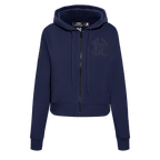 MLB NEW YORK YANKEES TRIPLE TONAL CHANDAIL À CAPUCHON EN MAILLE DOUBLE À GLISSIÈRE POUR FEMME (MARINE MINUIT)