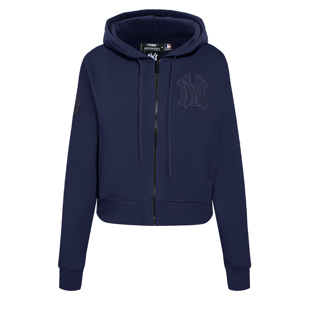 MLB NEW YORK YANKEES TRIPLE TONAL CHANDAIL À CAPUCHON EN MAILLE DOUBLE À GLISSIÈRE POUR FEMME (MARINE MINUIT)