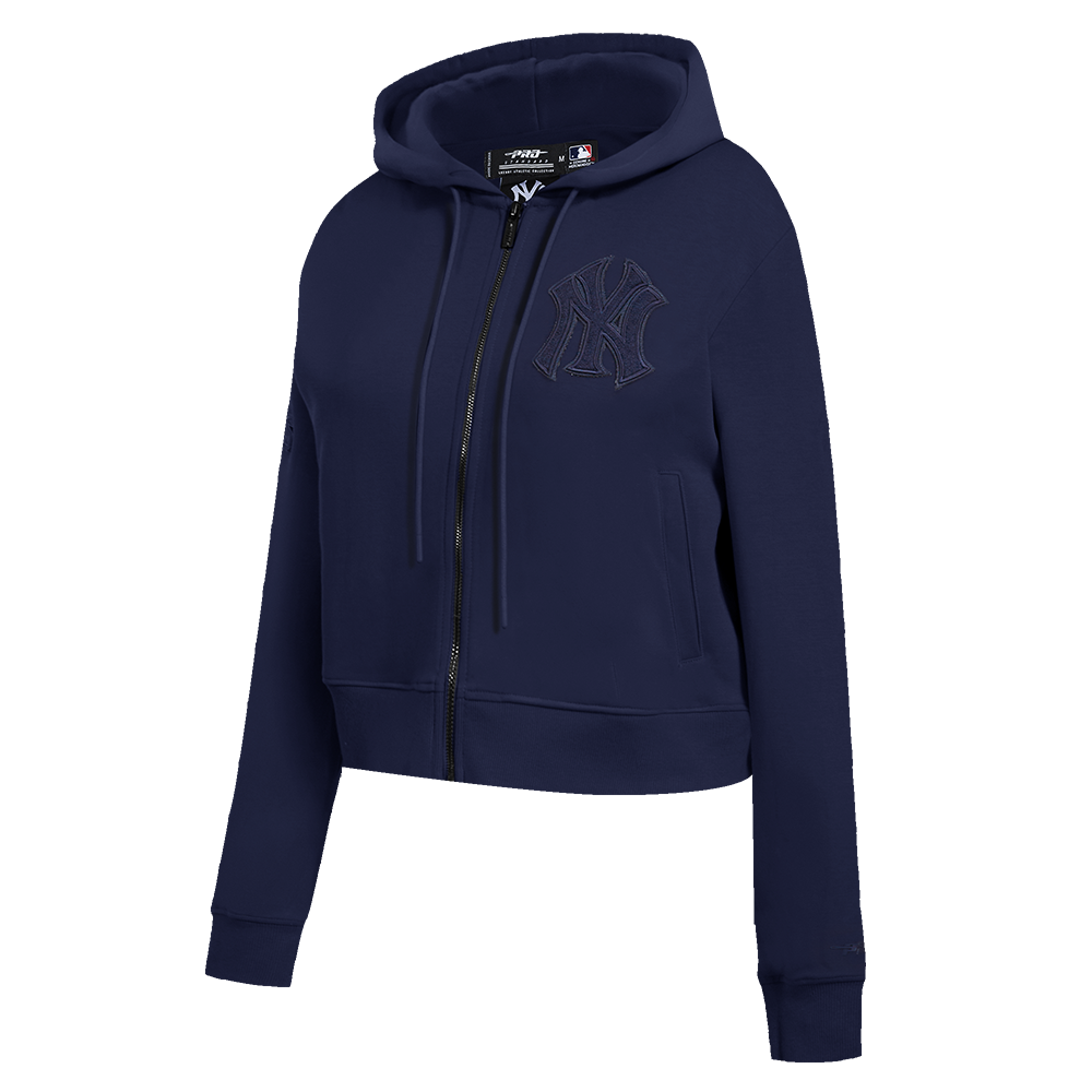 MLB NEW YORK YANKEES TRIPLE TONAL CHANDAIL À CAPUCHON EN MAILLE DOUBLE À GLISSIÈRE POUR FEMME (MARINE MINUIT)