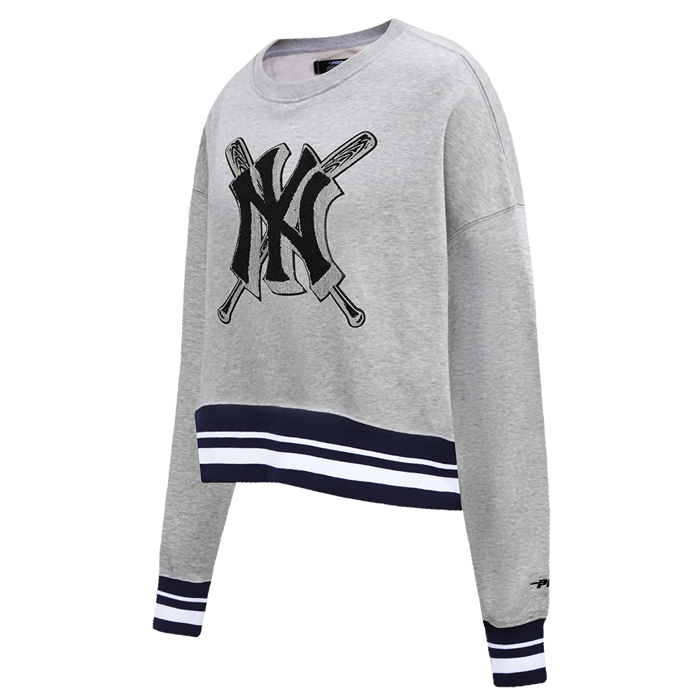 MLB NEW YORK YANKEES MASHUP WOMEN'S RIB CREWNECK (HEATHER GREY/MIDNIGHT NAVY)