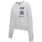 MLB NEW YORK YANKEES OLD ENGLISH CHANDAIL À COL ROND POUR FEMME (GRIS CHINÉ)