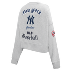 MLB NEW YORK YANKEES OLD ENGLISH CHANDAIL À COL ROND POUR FEMME (GRIS CHINÉ)