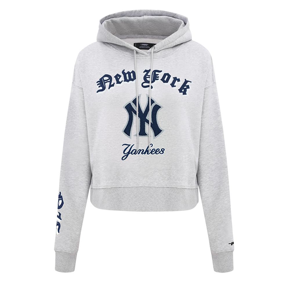 MLB NEW YORK YANKEES OLD ENGLISH CHANDAIL À CAPUCHON COURT POUR FEMME (GRIS CHINÉ)
