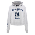 MLB NEW YORK YANKEES OLD ENGLISH CHANDAIL À CAPUCHON COURT POUR FEMME (GRIS CHINÉ)